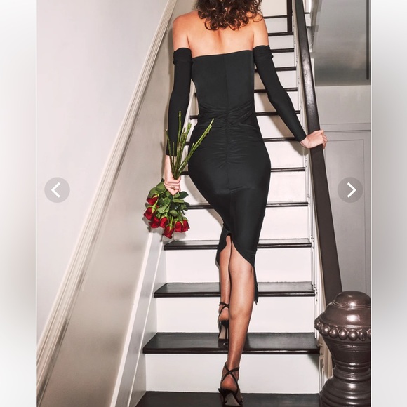 SOLD NWOT Fleur du Mal JERSEY RUCHED MIDI DRESS XS - Picture 5 of 6